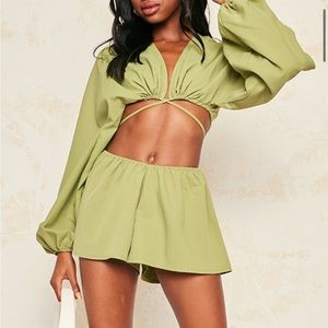 Pretty little thing two piece cord khaki green size US 8 unworn brand new
